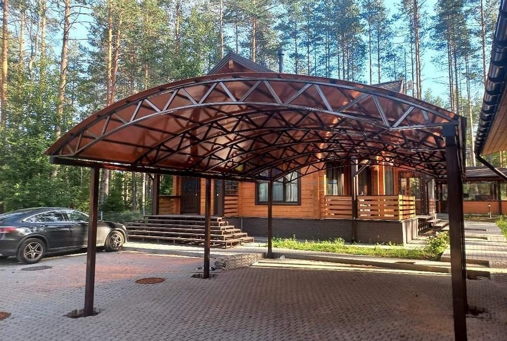 Навес для двух автомобилей 6*9*2,2 м из поликарбоната